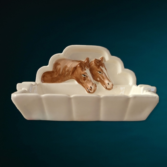 Midcentury Czechoslovakian Pottery Horse Ashtray